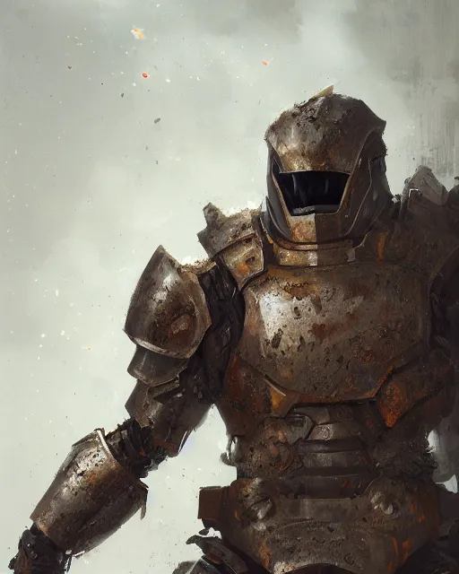 Image similar to Hyper realistic painting of an empty suit of rusty full plate armour animated by magic, dark fantasy, fantasy armor, hyper detailed, by greg rutkowski, trending on artstation