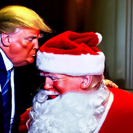 Image similar to donald trump kissing santa clause