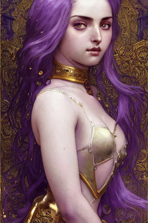Prompt: sexy ana de armas beautiful and victorian and holy and divine and elite young medieval female white armor knight portrait +shiny eyes+front face with long flowing hair, lilac hair, ultradetail face, gold filigree, large fires in the background, full body shot, art and illustration by tian zi and craig mullins and WLOP and alphonse mucha, fantasy, sci-fi, intricate complexity, human structure, human anatomy, fantasy character concept, blurry, hyperrealism 8k, warm golden backlit