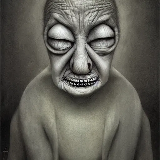 Prompt: the horror when i can't feel my face. by anton semenov, hyperrealistic photorealism acrylic on canvas