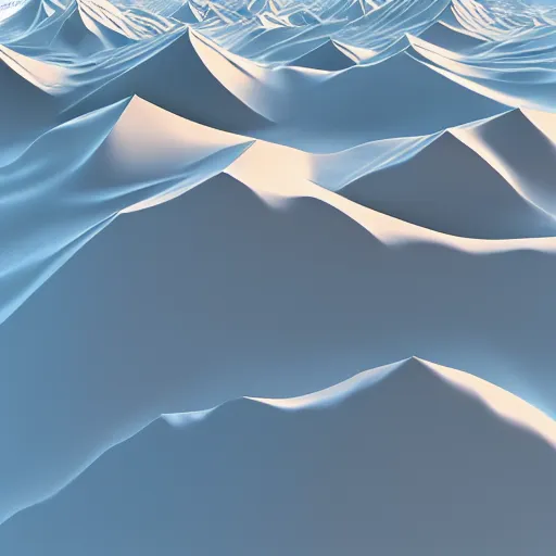 Image similar to abstract computer generated image of a mountain range from a birds eye view perspective, a low poly render by Gabriel Dawe, surrealism, trending on polycount, generative art, low poly, rendered in cinema4d, terragen