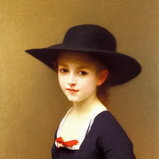 Prompt: A portrait of a fox in a straw hat by William-Adolph Bouguereau, Robert Cleminson, Carl Friedrich Deiker