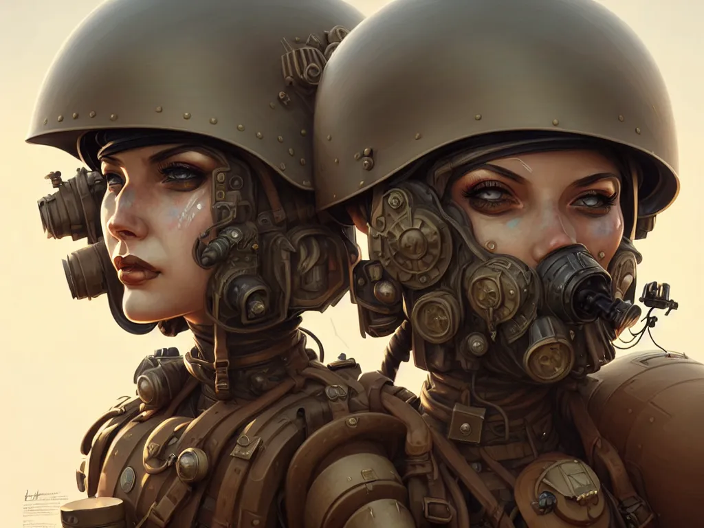 Image similar to portrait of dieselpunk soldier girl, helmet, stormy sandy desert, armored, highly detailed, digital painting, face detail, sharp focus, art, illustrations by loish and ayanamikodon and irakli nadar and rossdraws and wlop