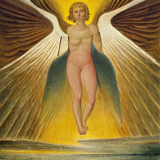 Prompt: biblical duckangel, by jean deville, by william blake, oil on canvas