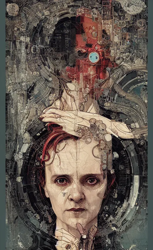 Image similar to marie curie, eun emerging from renaissance italy into a cyberpunk mutiversal realm by conrad roset, nicola samuri, dino valls, m. w. kaluta, jakub rebelka, rule of thirds, seductive look, beautiful