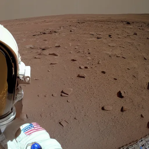 Image similar to astronaut taking a selfie on mars, hd, high detailed,