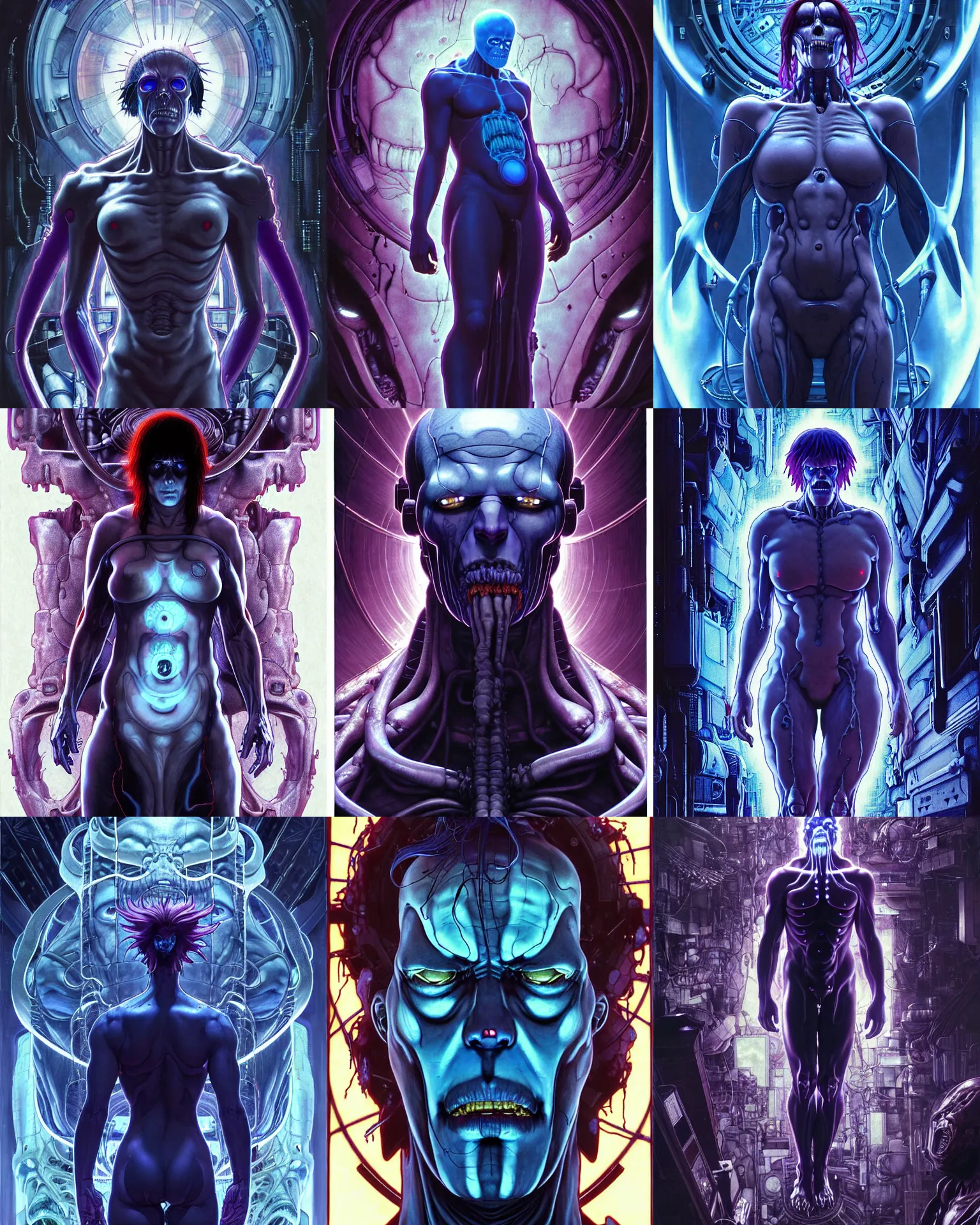 Prompt: the platonic ideal of ghost in the shell of cletus kasady ultimate carnage thanos dementor doctor manhattan chtulu nazgul, detailed, intricate, hyperrealism, intense, scary, decay, dmt, art by brock hofer and artgerm and greg rutkowski and alphonse mucha