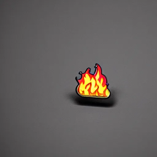 Image similar to a photo of a retro 8 0 s minimalistic clean fire flame warning enamel pin, studio lighting, behance