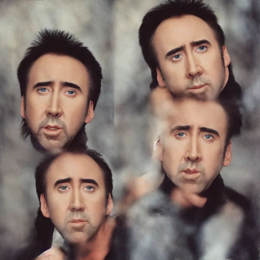 Prompt: nicolas cage headshot 1 9 9 9 photograph straight on color