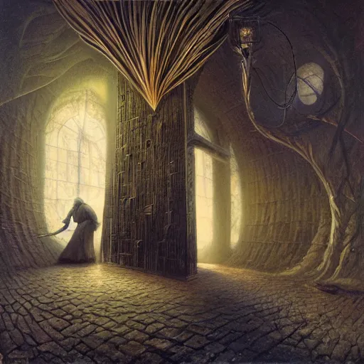 Image similar to the last touch, by Remedios Varo, Tomasz Alen Kopera, Shaun Tan, Andrew Ferez, Mariusz Lewandowski, dramatic lighting