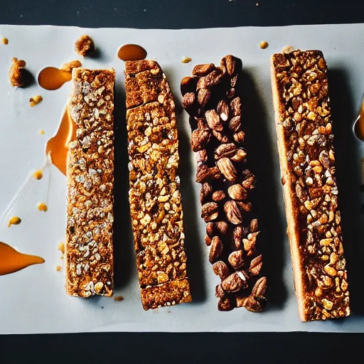 Image similar to high resolution photo of granola bar, michelin star, very tasty, food photography, instagram, trending