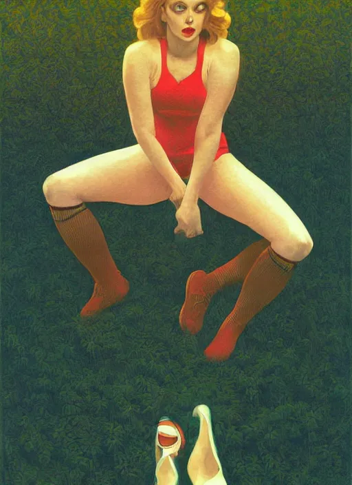 Image similar to portrait of talyor swift cheerleader, twin peaks poster art, from scene from twin peaks, by michael whelan, maxfield parrish, jeffrey catherine jones, artgerm, retro, nostalgic, old fashioned