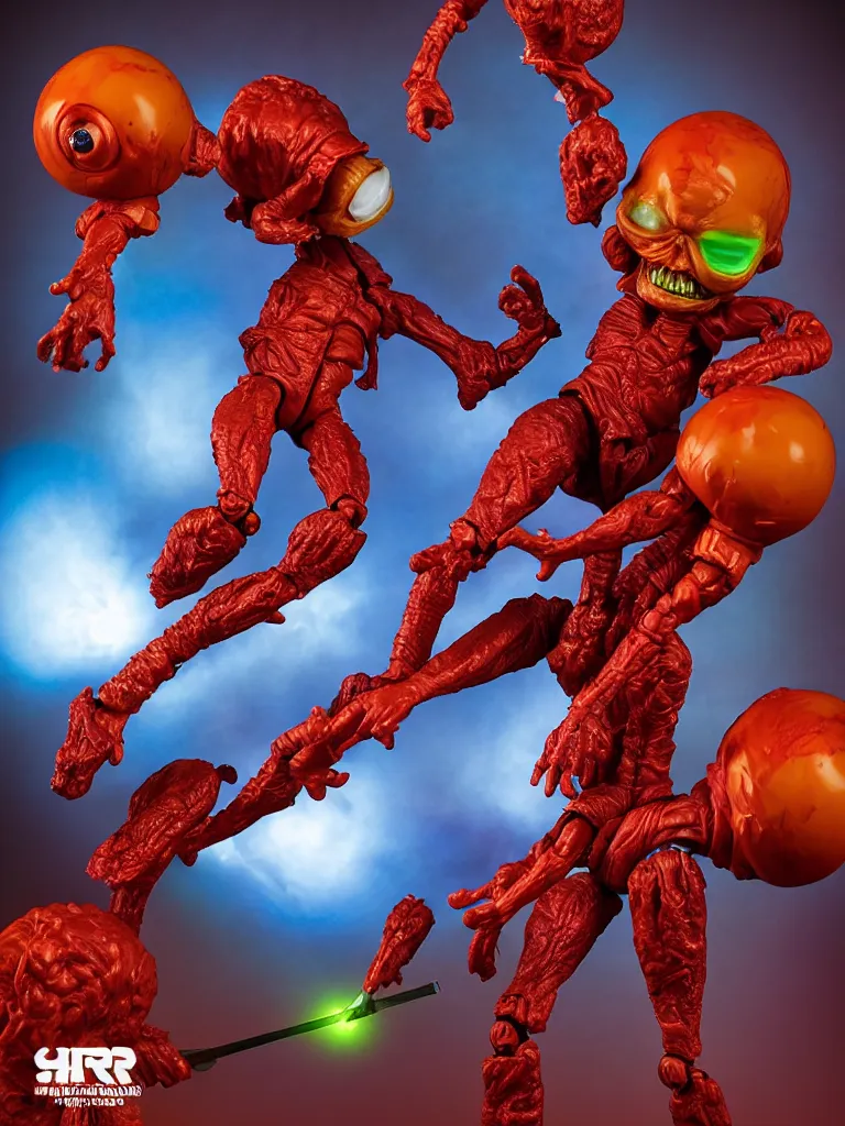 Image similar to hyperrealistic rendering, mars attacks martian by art of skinner and richard corben and jeff easley, product photography, action figure, sofubi, studio lighting, colored gels, rimlight, backlight