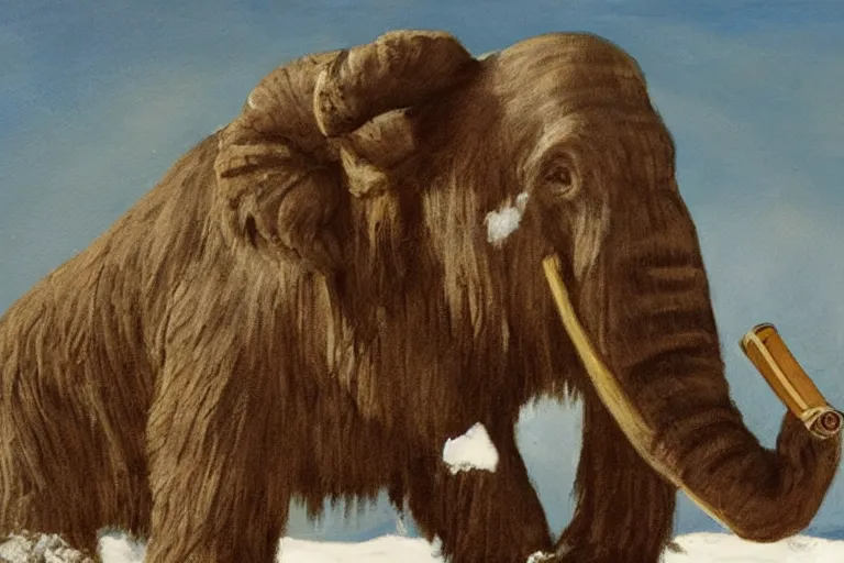 Image similar to mammoth with a cigar