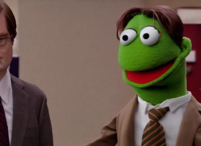 Image similar to film still of Dwight Schrute as a muppet from The Office, 4k