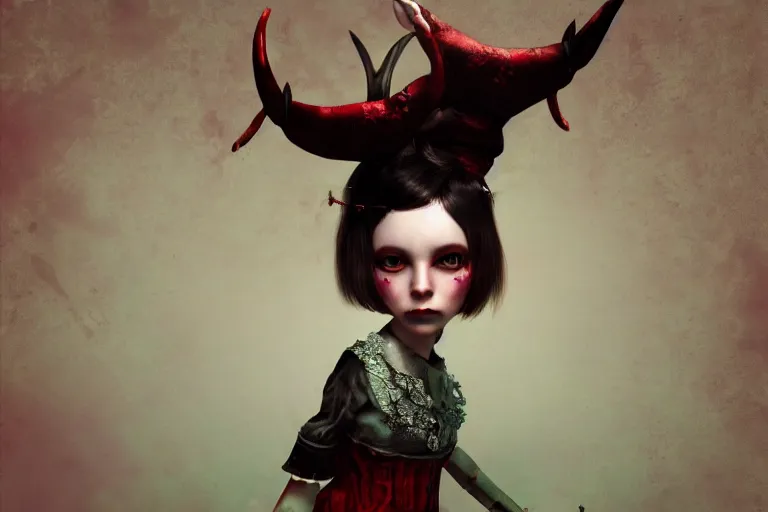 Image similar to pretty demon girl with horns photograph in the style of ray caesar, colorful, realistic, 8 k,