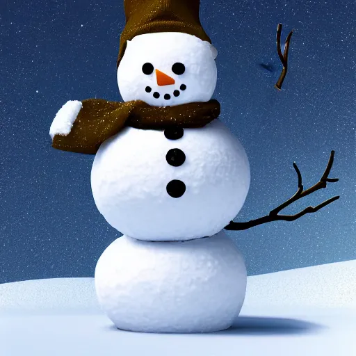 Prompt: bony snowman, photorealistic