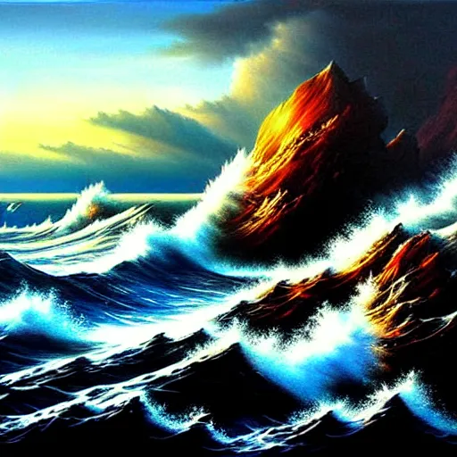 Image similar to epic scene seascape, by world best seascape artist