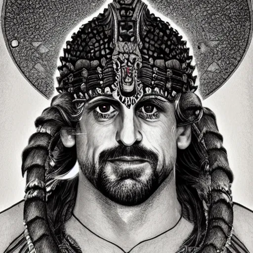 Image similar to aaron rodgers as a hindu deity, artstation, award - winning, intricate,