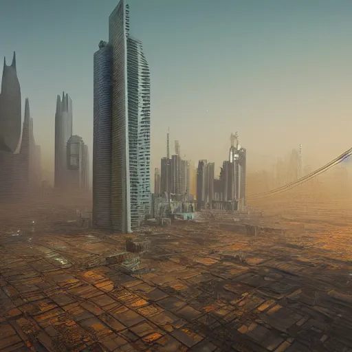 Image similar to Futuristic Nairobi painting by artist zdzislaw beksinski, 8k octane render, hyper realistic, unreal engine