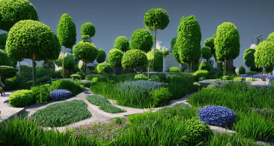 Prompt: gardens of the future, hyper realistic render, 8 k render, unreal engine 5 render