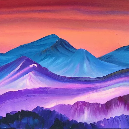 Image similar to purple mountains under night sky, oil painting by Frindly McSporge