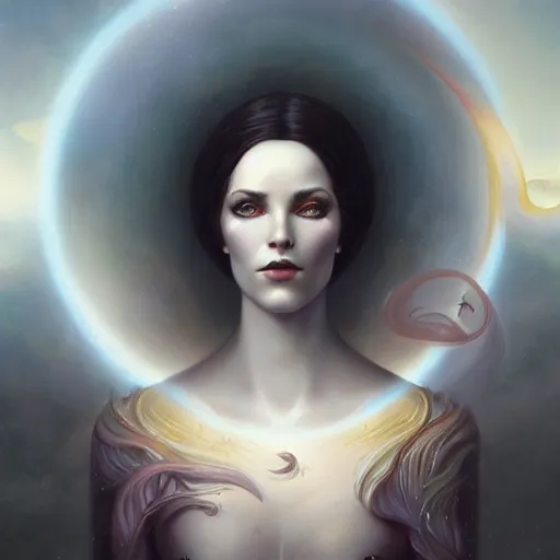 Image similar to a beautiful portrait of a celestial goddess by Jim Burns and Tom Bagshaw