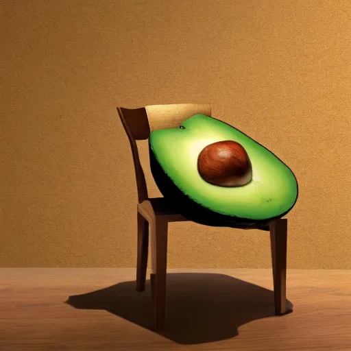 Prompt: a chair shaped like and avocado, 8 k, high definition, highly detailed, photo - realistic