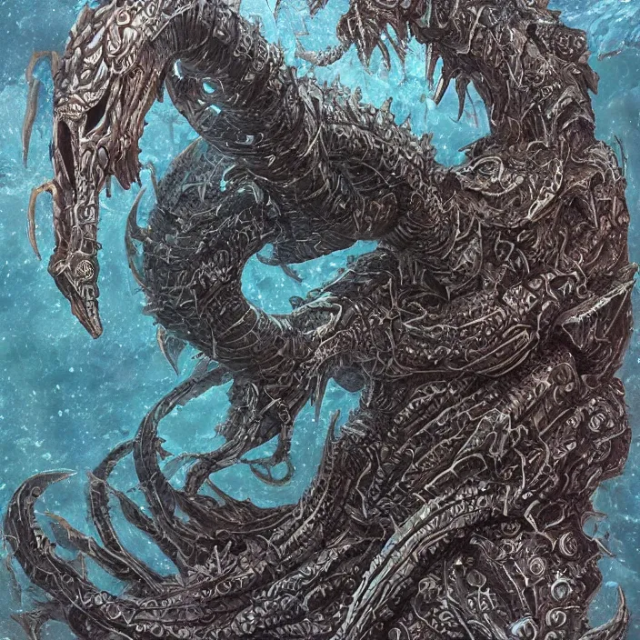 Prompt: underwater sea leviathan full body, d & d style, trending on artstation, intricate, highly detailed, vivid painting