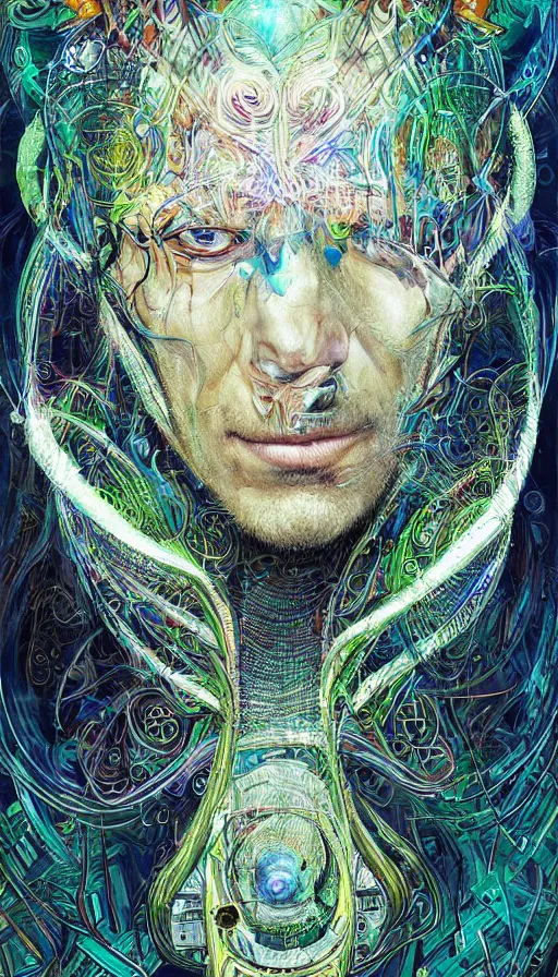 Image similar to portrait of a digital shaman, by android jones,