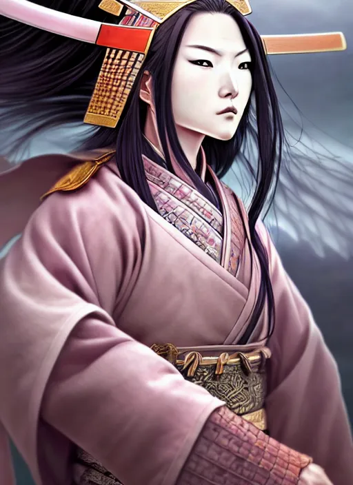 Prompt: beautiful samurai warrior woman only, anime style only, scenery wallpaper aesthetic, pastel colors only, symmetrical face and full body, cinematic, dramatic, powerful, super detailed and intricate, hyper realistic, by artgerm, by kyoung hwan kim, by ralph mcquarrie, by yoshiyuki tomino