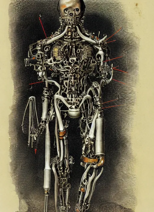 Prompt: cyborg cybernetic exoskeleton by Albrecht Dürer