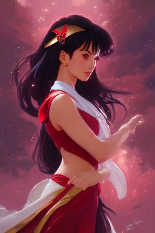 Prompt: Sailor Mars, fantasy, intricate, elegant, highly detailed, digital painting, artstation, concept art, matte, sharp focus, illustration, art by Artgerm and Greg Rutkowski and Alphonse Mucha