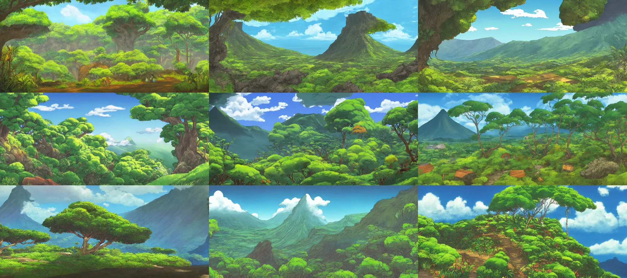 Prompt: Reunion Island landscape by Studio Ghibli,trending on artstation