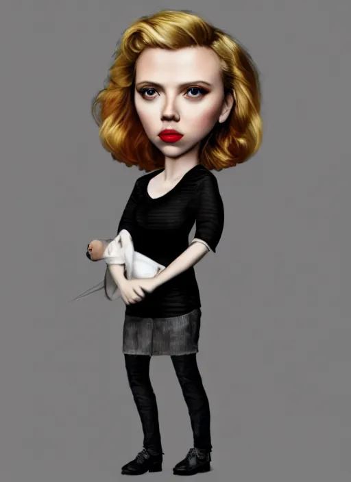 Image similar to scarlett johansson as a mark ryden doll, detailed digital art, trending on Artstation