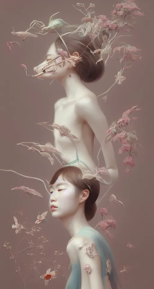 Prompt: breathtaking delicate detailed concept art painting single creature, by hsiao - ron cheng, bizarre compositions, exquisite detail, pastel colors, 8 k