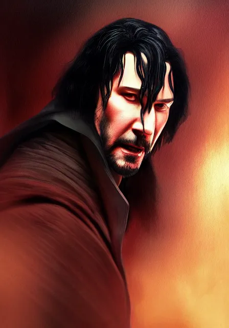 Prompt: keanu reeves as dracula, highly detailed, digital painting, artstation, concept art, smooth, sharp focus, illustration