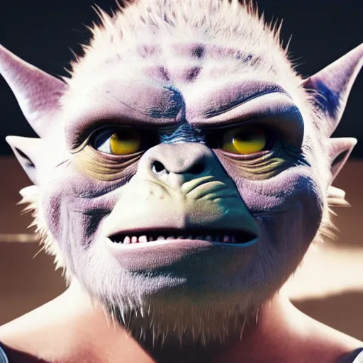 Prompt: emma watson godzilla yoda donkey kong pikachu yeti spongebob homer, highly detailed, extremely high quality, hd, 4 k, 8 k, professional photographer, 4 0 mp, lifelike, top - rated, award winning, realistic, detailed lighting, detailed shadows, sharp, no blur, edited, corrected, trending