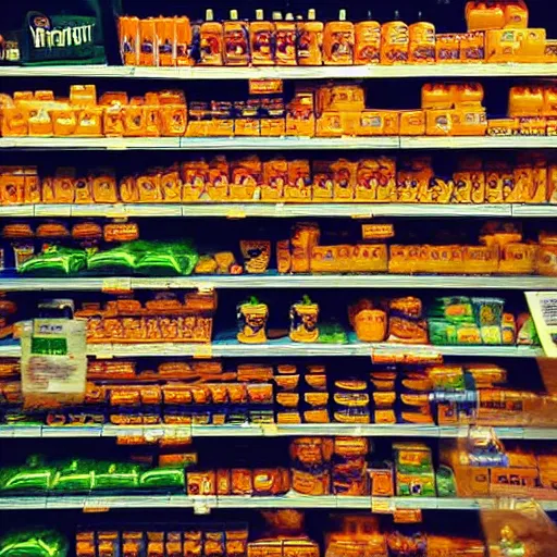 Prompt: “a grocery store with only orange products”