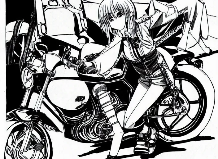 Image similar to motorcycle girl in animanga