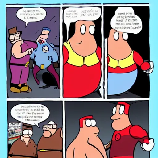 Image similar to Peter Griffin punching Iron Man