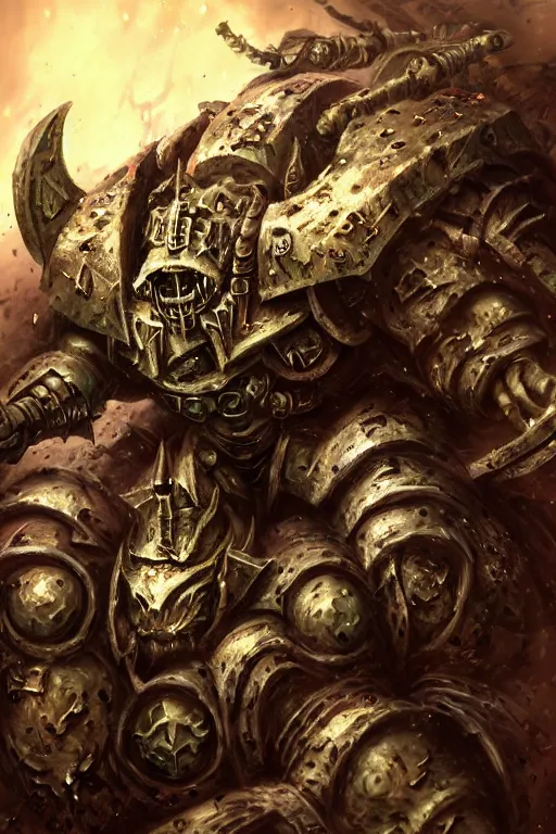 Image similar to chaos space marine, fantasy, warhammer, highly detailed, digital art, sharp focus, trending on art station, nurgle