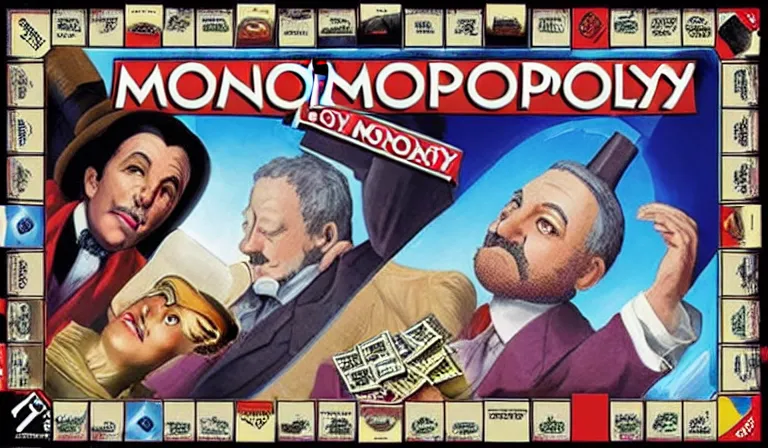 Prompt: the box art for monopoly : divine comedy edition