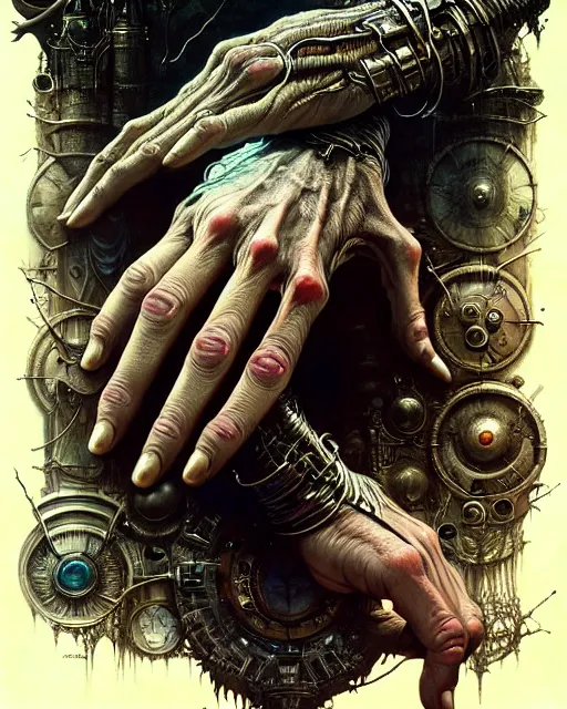 Image similar to human hand anatomy for artists fantasy character portrait, ultra realistic, cinematic, concept art, wide angle, intricate details, hologram, highly detailed by greg rutkowski, aaron horkey, gaston bussiere, craig mullins, simon bisley, arthur rackham