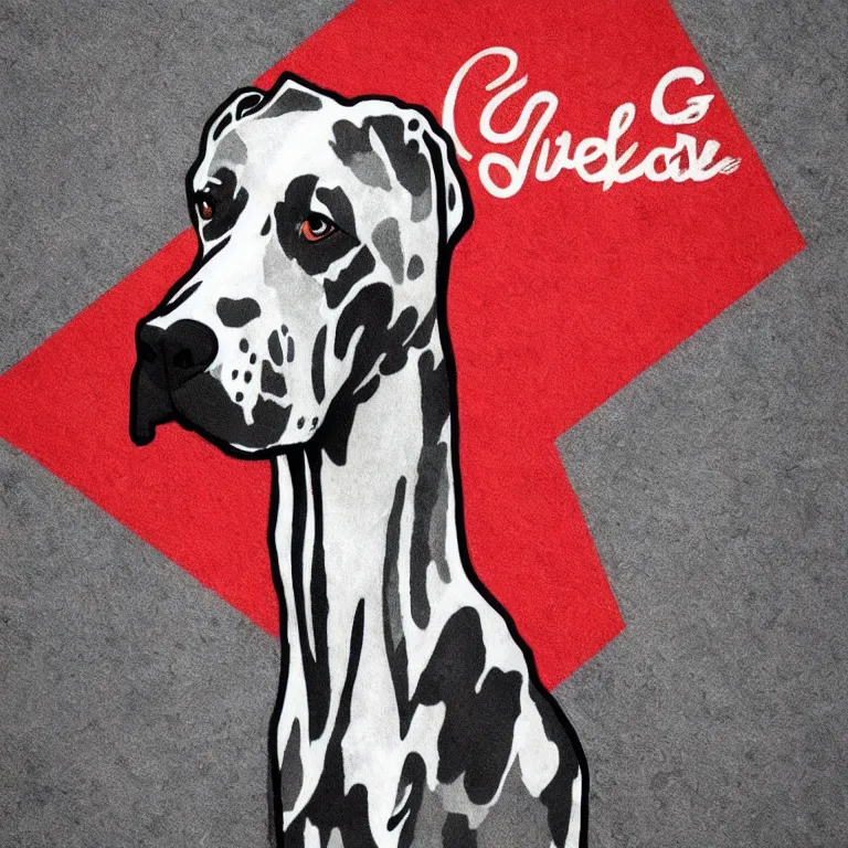 Image similar to Great Dane in the Style of an NFL Logo