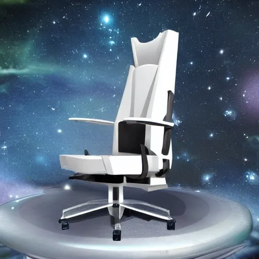 Prompt: futuristic baroque command chair in space ship