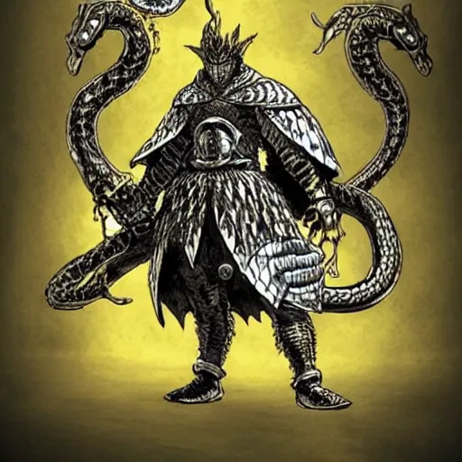 Image similar to a warrior with snake themed armour, kentaro miura art style