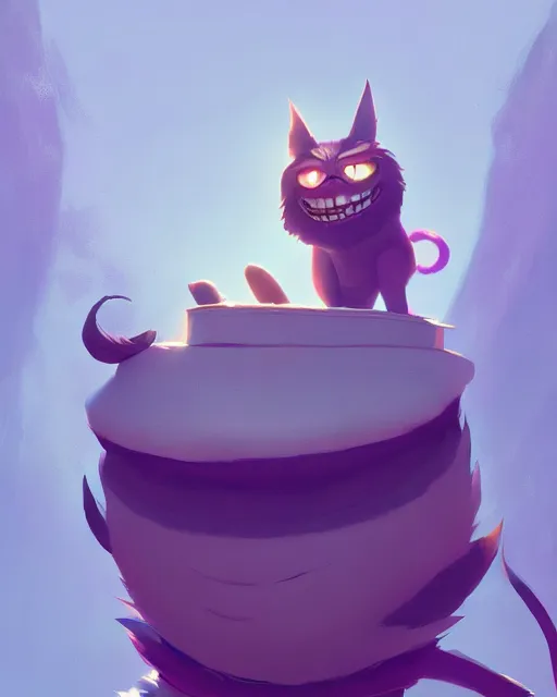 Image similar to cheshire cat, cory loftis, james gilleard, atey ghailan, makoto shinkai, goro fujita, character art, exquisite lighting, very coherent, plain background, lighthearted, soft painting