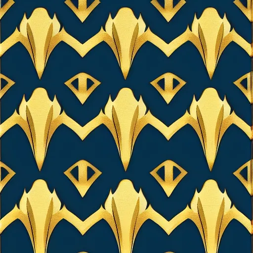 Prompt: symmetry, repeating pattern gold wall paper. art deco