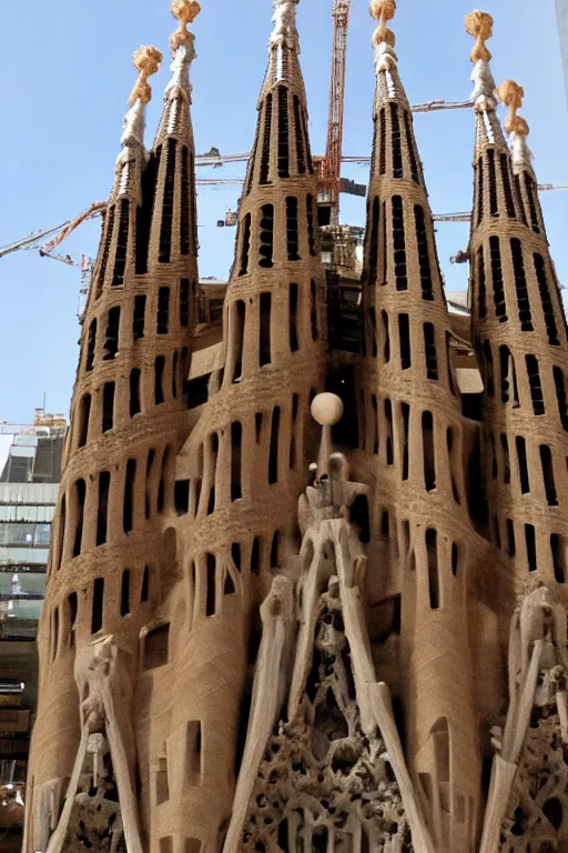 Prompt: A building that is a mix of La Sagrada Familia and The Empire State building, by Antoni Gaudi, CG Society